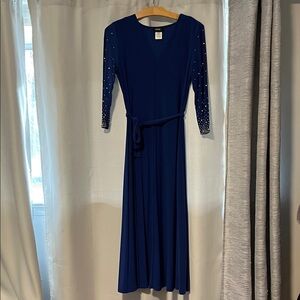 MSK Cobalt Blue V-Neck Maxi Dress with Embellished Sleeves